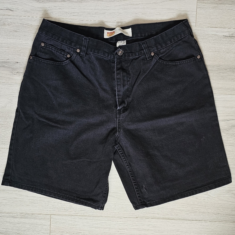 Men's Vintage Route 66 Black Denim Shorts - Picture 2 of 4